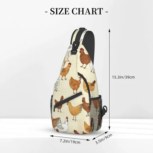 Miniatura 3 de Bolso cruzado del pecho de la historieta animal impreso Crossbody durable Sling Mochila Casual bolsa de viaje para unisex, Patrón de pollo.