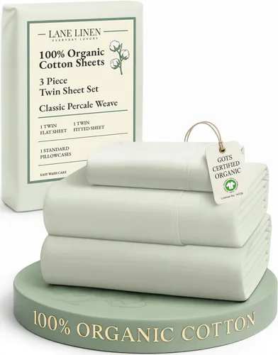 Miniatura 104 de LANE LINEN Sábanas 100% algodón orgánico para cama tamaño King, sábanas de percal suave, transpirables, de lujo, estilo hotelero, lavables a 09