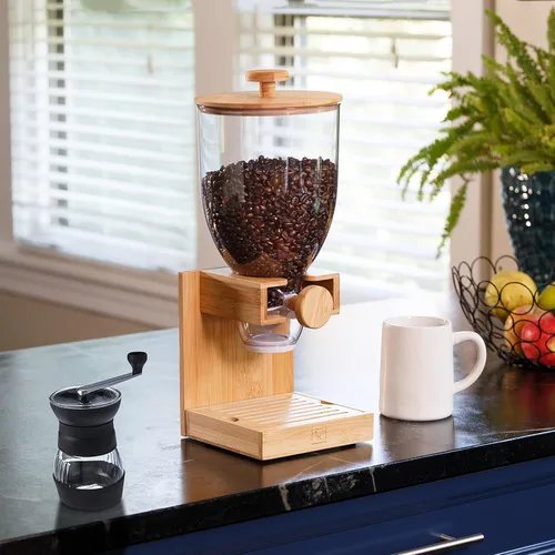 Miniatura 4 de Honey-Can-Do Dispensador de cereales de bambú con tapa hermética - Dispensador de alimentos secos para encimera para organización de cocina