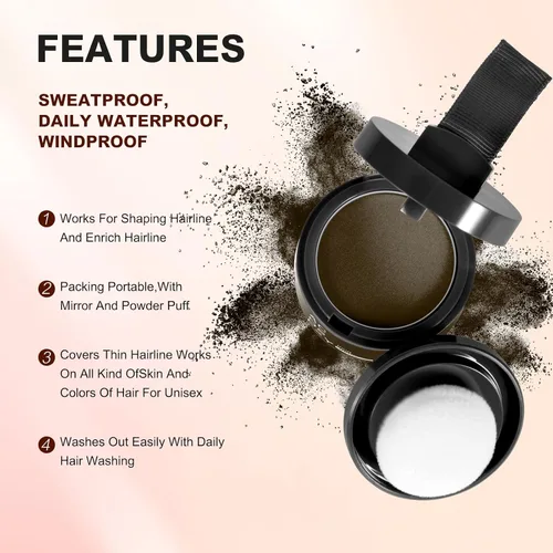 Miniatura 4 de Acosexy Polvo para cubrir las raíces del cabello y la barba, color marrón oscuro para cejas de mujer, cobertura de cabello gris para hombres, puntos