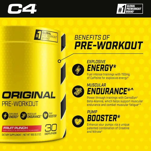 Miniatura 3 de Paquete de preentrenamiento y BCAA de Cellucor, polvo Original C4 de preentreno, ponche de frutas, 30 porciones + XTEND BCAA en polvo, ponche