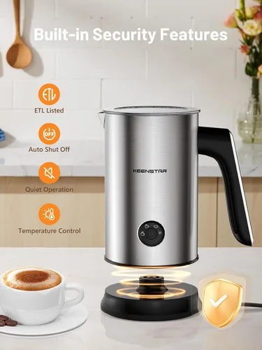Miniatura 3 de Keenstar Espumador de leche eléctrico, vaporizador de leche automático 4 en 1, máquina de espuma caliente o fría para café con leche, capuchino