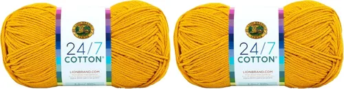 Miniatura 127 de Lion Brand Yarn, Hilo ligero mercerizado de algodón 24/7 para tejer, ganchillo y manualidades, Almirante, 1 paquete, 185 yardas de fibra natural