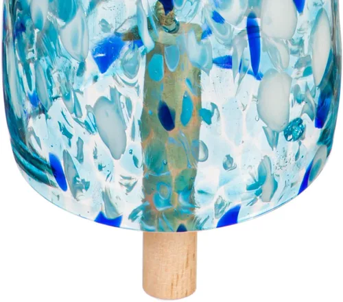 Miniatura 4 de Evergreen Garden Carillón de viento de vidrio de arte colorido Azul claro Percutor de madera maciza Tono profundo natural 8 pulgadas de alto