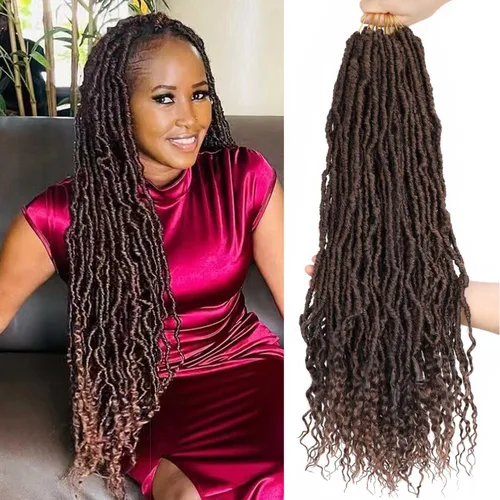 Miniatura 37 de Mytarku 8 paquetes de rastas suaves de 24 pulgadas con extremos rizados, rastas de pelo sintético de ganchillo bohemias para mujeres rastas de 1b