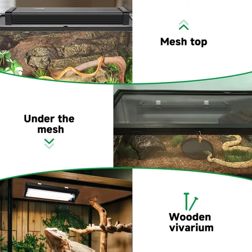 Miniatura 4 de T5 UVB - Lámpara de luz para reptiles cuadrada HO UVB Kit de iluminación de bombilla 10.0 UVB para reptiles, terrario, fluorescente, barra de luz
