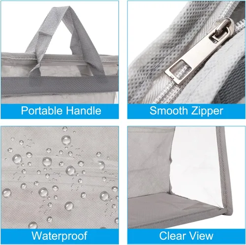 Miniatura 4 de PATIKIL Bolsas de polvo para bolso, organizador de almacenamiento transparente para bolso, tamaño S, PVC, a prueba de polvo, protector transparente