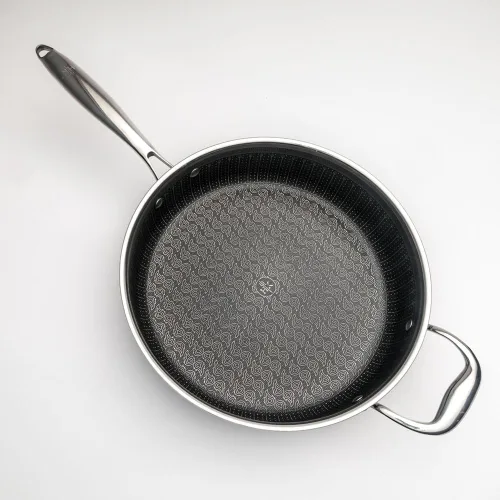 Miniatura 4 de Hell's Kitchen Sartén híbrida Tri-Clad de 4 cuartos de galón con tapa, antiadherente, resistente a los arañazos, mango ergonómico, apto