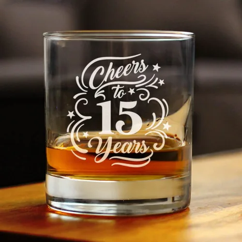 Miniatura 2 de Regalos personalizados de cristal de whisky para mujeres y hombres, decoración de fiesta de 15 aniversario, vasos de 10.25 onzas