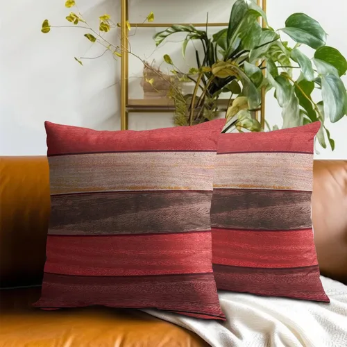 Miniatura 8 de Funda de almohada de madera de color rojo marrón de 18 x 18 pulgadas, fundas de almohada decorativas para el hogar, sofá y cama de 18 x 18 pulgadas