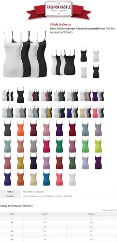 Miniatura 4 de Made by Emma Women's Basic Camisole Long Length Spaghetti Strap Tank Top 2PACK