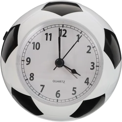 Wakauto - Reloj despertador de escritorio con forma de balón de fútbol con campana silenciosa, reloj de mesa silencioso con luz nocturna de 4.72