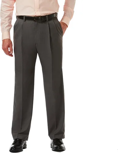 Haggar Cool 18 Pro para hombres - Pantalón de ajuste clásico, con plisado frontal y cintura expandible oculta, tallas regulares y grandes y altas