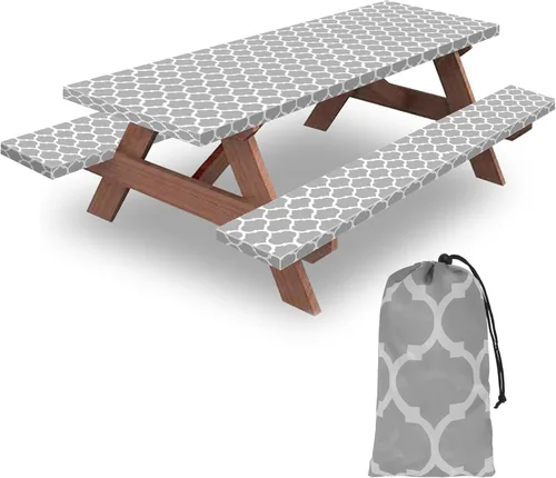 Miniatura 33 de Funda para Mesa y Banco de Picnic de 5 Pies, Esenciales de Camping Equipo para RV, 60 Pulgadas Impermeable Resistente al Viento Mantel Exterior