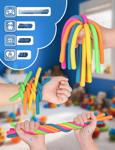 Miniatura 7 de Paquete de 10 Juguetes Sensoriales para Niños – Cuerdas Sensoriales Elásticas Extra Gruesas Mejoradas para Autismo, TDAH, Ansiedad – Caja de Regalo
