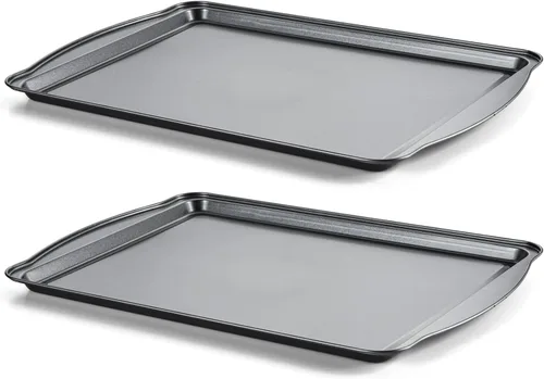 Miniatura 11 de Bandeja para hornear con rejilla de enfriamiento, bandeja de acero al carbono de 17 x 11 x 0.5 pulgadas para hornear [1 hoja + 1 rejilla], bandeja
