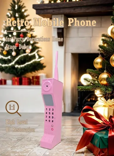 Miniatura 2 de Diydeg Teléfono móvil retro, 80S 90S Old Fashioned - Adorno de ladrillo portátil de ladrillo, accesorios fotográficos de simulación de hierro, Rosa