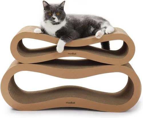 Miniatura 4 de Modkat® Premium 2 Juego de Rascadores para Gatos. Tamaños Grande (76.2L X 26.9H cm) y Pequeño (67.5L X 17.8H cm). Rasca, Juega, Salón. Cartón