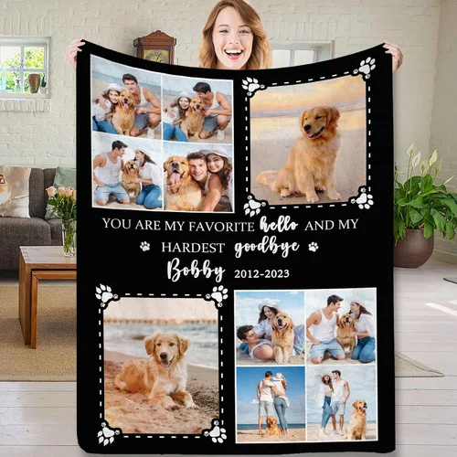 Miniatura 29 de Artsadd Collages de fotos personalizados en mantas conmemorativas, manta de memoria personalizada con imagen para pérdida de duelo, regalo de Tipo 25