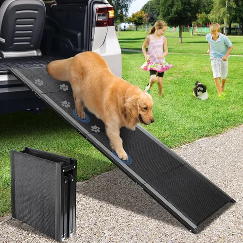 Rampa para perros, rampa para perros para automóvil con superficie antideslizante, rampa plegable de 63 x 17.3 pulgadas para perros grandes para