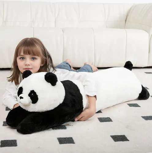 Miniatura 14 de Juguete de peluche grande de 32 pulgadas, almohada grande de peluche de gato largo y grande, regalo de peluche de gatito blanco y negro para niños