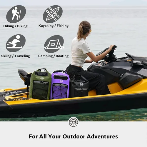 Miniatura 6 de STOVER 5/10/25/30/40/55L Waterproof Dry Bag- Roll-Top Backpack w/Phone Case- Kayaking, Hiking, Camping, Boating- Men/Women 30L Púrpura