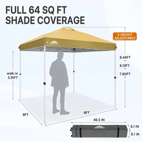 Miniatura 558 de EAGLE PEAK Tienda de campaña desplegable con bolsa de transporte con ruedas, 8 estacas, 4 cuerdas, 4 bolsas de peso, toldo de tienda de campaña
