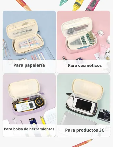 Miniatura 6 de Estuche Lindo para Lápices SUNEE, Funda Estética para Bolígrafos, Bolsa Grande para Lápices de Color con Cremallera, Almacenamiento y Organizador