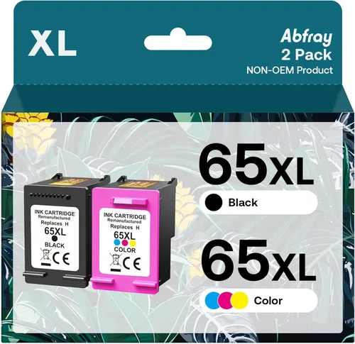 Abfray Cartucho de tinta remanufacturado de repuesto para HP Ink 65XL compatible con OfficeJet 3755 3700 3752 3772 2652 2600 2655 5055 5000 (1