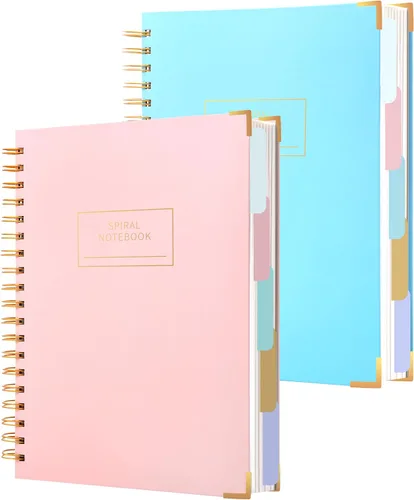 Miniatura 9 de Cuaderno de espiral de tapa dura con pestañas de 8 x 10 pulgadas, diarios grandes con líneas en espiral para mujeres con divisores, 240 páginas, D