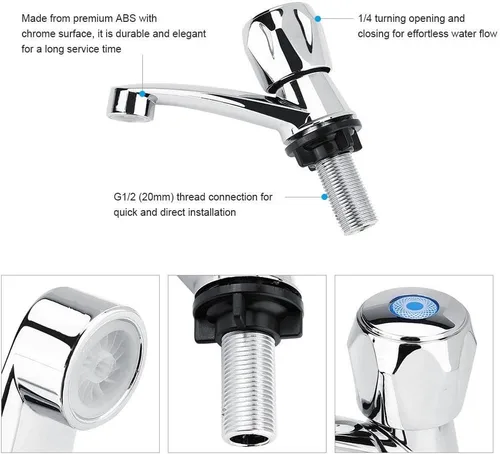 Miniatura 5 de Grifo para lavabo, boquilla de agua de una sola manija, grifo de agua fría G1/2 galvanizado para baño bañera (mango G1/2)
