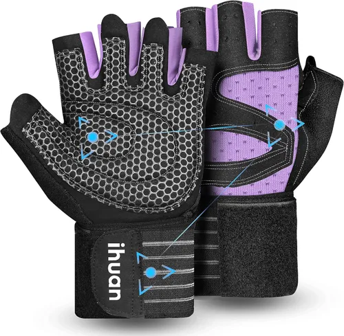 Miniatura 9 de ihuan - Guantes de entrenamiento con ventilación, unisex, protección completa de la palma de la mano; para levantamiento de pesas, entrenamiento