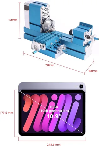Miniatura 3 de Mini máquina universal de torno de metal motorizada herramienta de bricolaje para trabajar la madera de sobremesa para hobby ciencia, educación