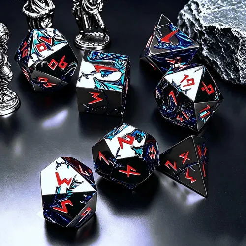 Miniatura 6 de Blue Dragon Metal DND Dice Set, 7 Piece Weighted Polyhedral Dice for Dungeons and Dragons, Heavy Zinc Alloy RPG Dice with Engraved Numbers & Storage