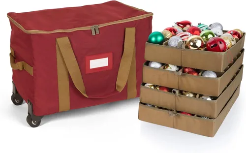 Miniatura 22 de Covermates Keepsakes Bolsa de almacenamiento ajustable para adornos, poliéster resistente, separadores acolchados y bandejas FlexGrid, organizador