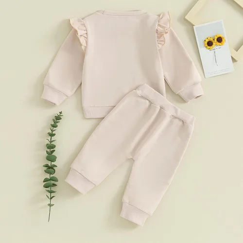 Miniatura 4 de Daddys Girl Toddler Baby Clothes Sweatshirt Pullover Top Jogger Pants Fall Winter Infant 2pcs Outfits