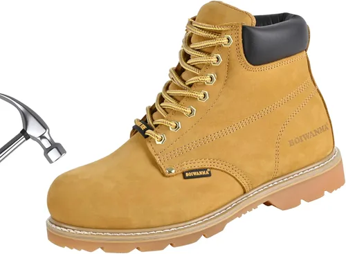 Miniatura 8 de Botas de Trabajo para Hombre, con Punta de Acero, de Cuero, Resistente al Aceite, Antideslizante y al Calor, Botas de Seguridad Industriales