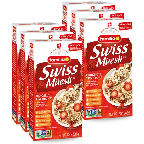 Miniatura 7 de Familia Cereal suizo Muesli, receta original con frutas y nueces, disfruta de avena caliente, fría o durante la noche, 12 onzas (paquete de 1)