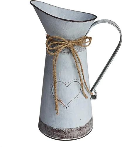 Miniatura 8 de Lata de leche de metal con diseño de vaca de granja, jarrón grande galvanizado para decoración de cocina y baño, 11 pulgadas