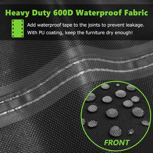 Miniatura 3 de Fundas para muebles de patio impermeables, resistentes 600D, fundas para muebles de exterior para sofá seccional exterior, resistente al desgarro