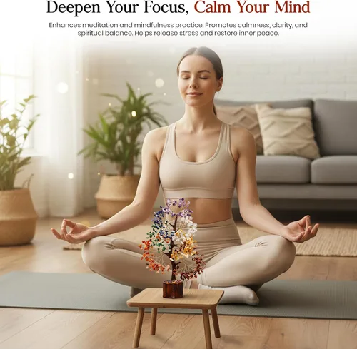 Miniatura 5 de Árbol de 7 chakras, árbol de la vida de cristal, árboles de Feng Shui, energía positiva, regalo de meditación, cristales y piedras, artículos A0