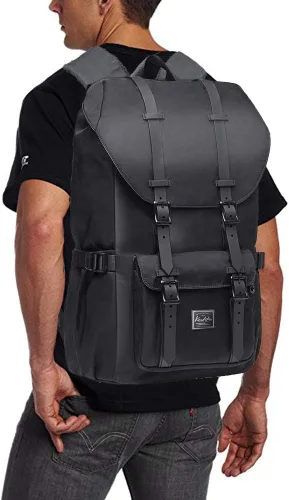 Miniatura 6 de KAUKKO Mochila de viaje para laptop, mochila al aire libre, mochila causal para 15.6 pulgadas (nailon negro)