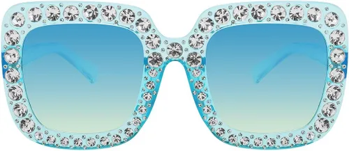 Miniatura 3 de MEETSUN Elton Square Rhinestone Sunglasses Oversized Bling for Women with Diamond Frames 70s Retro for Beach & Disco