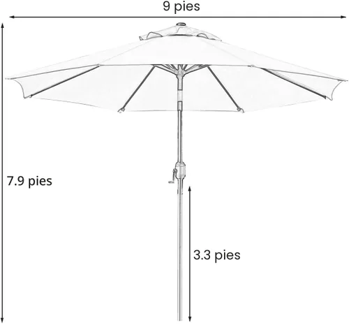 Miniatura 7 de Sunnyglade - Sombrilla de mesa de 9 pies para exteriores, con 8 varillas resistentes Negro