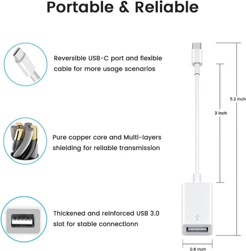 Miniatura 7 de Adaptador USB C a USB [2 unidades], tipo C macho a USB 3.0 hembra OTG Cable Thunderbolt3 a USB adaptador Conveter compatible con MacBook Pro/Air