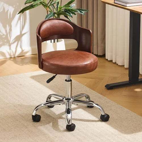 Miniatura 12 de VINGLI Silla de Escritorio de Oficina en Casa sin Brazos, Silla Giratoria Ajustable, de Doble Uso con/sin Ruedas, Pequeña Silla de Trabajo Curvada