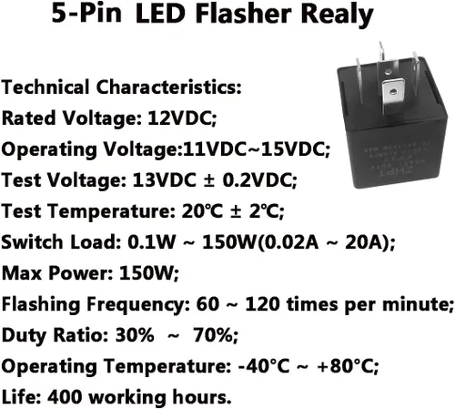 Miniatura 7 de Relé intermitente LED EP27 de 5 pines para Chrysler PT Cruiser 2001-05 Dodge Neon 2000-05 Dodge Viper 2003-10 Señal de giro electrónica LED