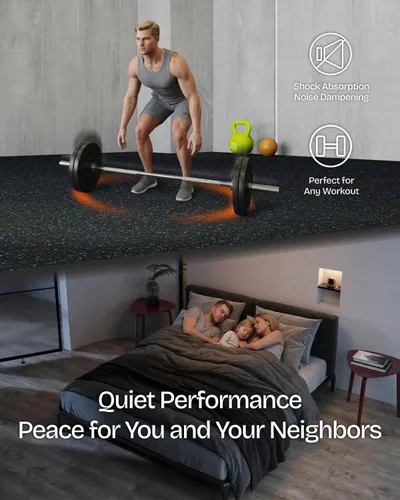 Miniatura 4 de 0.56 Inch Thick 96 Sq Ft Gym Flooring for Home Gym, 24 Tiles Robust Rubber Top with Eva Foam Exercise Equipment Mats, Protective Flooring Puzzle Mat