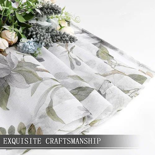 Miniatura 7 de Tollpiz Cortinas cortas y traslúcidas con estampado de mariposas y cerezo gris, media cortina con bolsillo para barra de cocina, cortinas