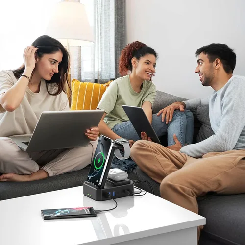 Miniatura 6 de Estación de carga de 300W para múltiples dispositivos Apple, cargador inalámbrico 10 en 1 para iPhone, soporte de carga rápida PD 65W USB C GaN III